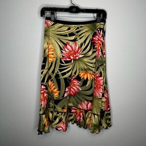 vintage Tommy Bahama 100% silk skirt in a black tropical floral print small